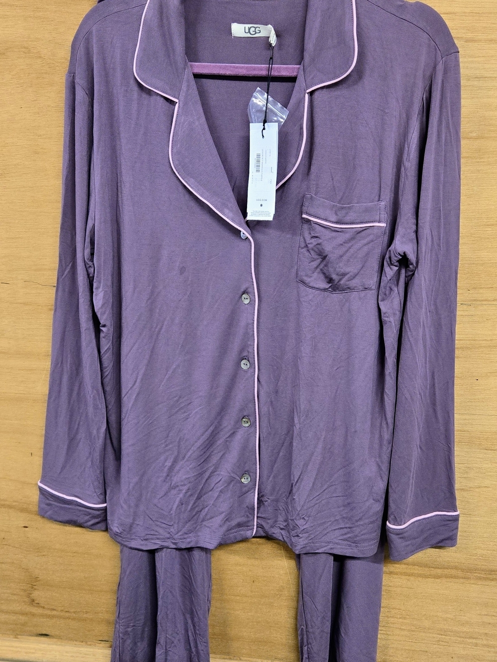 UGG Women's Purple Pajama Set with Light Pink Piping